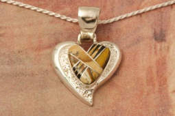 Calvin Begay Genuine Picture Jasper Sterling Silver Heart Pendant